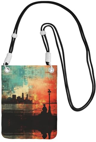 BOXILTD Sunset Harbor telefonväska crossbody – mobiltelefon crossbody-väska med justerbar rem för daglig användning och pendling