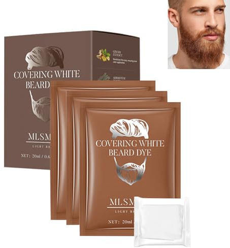 Lot de 10 teintures pour barbe et moustache, teinture pour barbe, teinture pour cheveux, pour homme, couleur temporaire, facile à utiliser, couverture grise (#03 marron clair)