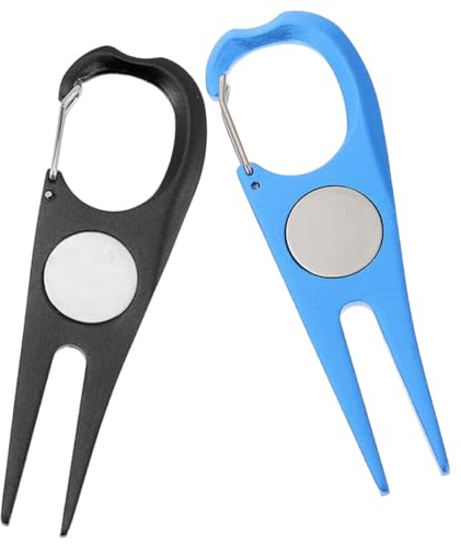 POPETPOP Forchetta per Riparazione Zolle da Golf 2 Pezzi Design Appuntito in Materiale Robusto, Strumento Accessorio Golf per Campo Esterno e Marcatura Palline