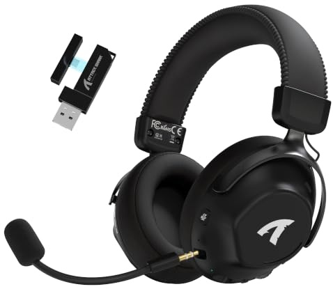 ATTACK SHARK L50PRO 3-Mode 53mm Kabelloses 7.1 Gaming-Headset, AI Mic | 53mm Bio-Treiber, 7.1 Surround, 2.4G/BT5.3/Kabel für PC/PS/Switch, 64H Spielzeit, leichter Metallrahmen, 360° Mic, Black