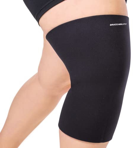 BraceAbility Plus Size Neoprene Compression Knee Sleeve - XXL Support Brace for Bariatric Men and Women with Arthritis Joint Pain or Kneecap Instability, Fitting Big Legs and Large Thighs (2XL)