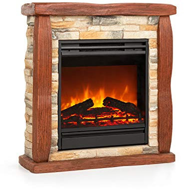 Klarstein Cheminee Electrique a LED Chauffante Effet Flamme, Decorative, 1800W, Télécommande et Minuterie, Chauffage Fausse Cheminée Électrique Murale a Poser, Bois Rouge