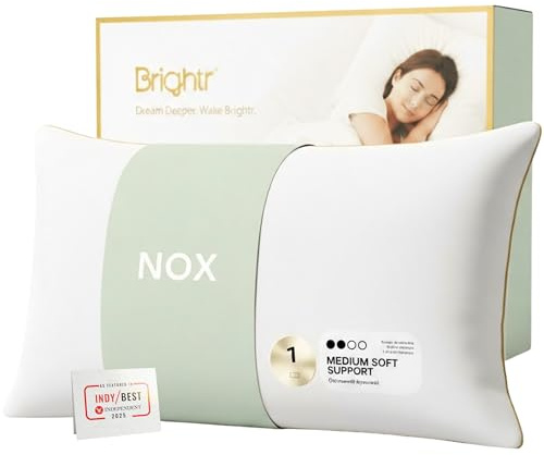 Brightr® ‘Nox’ Luxury Hotel Down Alternative Pillow for Neck Pain | Shoulder and Spinal Support Pillow for Side Sleepers | Osteopath Recommended | Height Adjustable | Soft