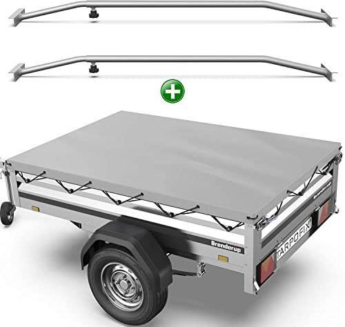 Tarpofix® Anhängerplane 212x123 cm + 2X Planenbügel | Anhänger Plane Flachplane aus PVC PLANENMATERIAL | Verstärkte Brenderup Anhänger Plane für 750kg PKW Hänger | Abdeckplane + Flachplanenbügel