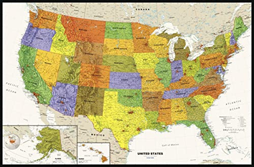 Globe Turner: Contemporary USA Wall Map - 50 x 33 inches - Laminated