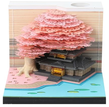 2024 Schreibtisch 3D Memo Pad Papier Kreativer TischNotizblock Mit Licht DIY-Notizen Papierskulptur Geschenk Notizblock Papier Kunst Tempel des Himmels Skulptur Home Dekoration Geschenk