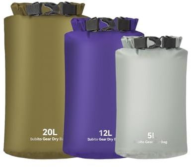 Yundxi Lightweight Dry Bag, Ultraleicht Packsack, Outdoor Trockenbeutel (3L / 5L / 12L / 20L / 35L) - wasserdichte Packbeutel für Reisen Camping und Wandern (３ Stück -5L+12L+20L)