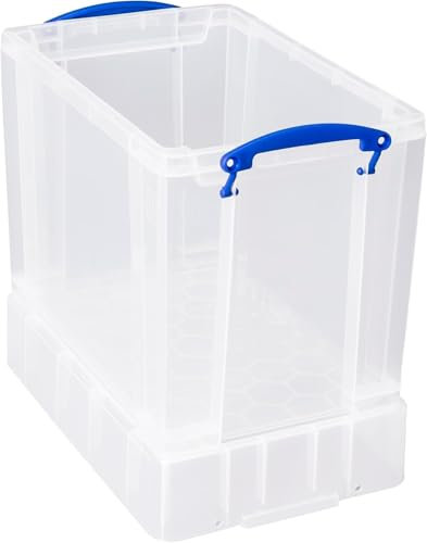 Really Useful Plastic Storage Box 19 Litre with XL Lid Clear - Secure, Transparent, and Stackable Storage Solution for 12 Files (39.5 x 33 x 25.5 cm) Pack of 2