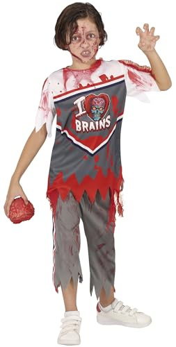 FIESTAS GUIRCA Costume da Quarterback Zombie per bambino - Uniforme da scuola secondaria di football americano di rugby - Costumi di Halloween per bambini dai 10 ai 12 anni