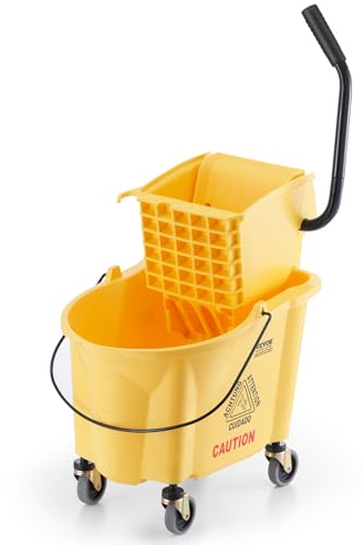 VEVOR Seau-Essoreur à Serpillière, 24,6 L. Seau à Vadrouille avec Essoreuse Commercial à Pression Latérale, Chariot Lavage Sol, pour Ménage Nettoyage des Sols Professionnels/Industriels/Entreprises