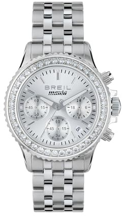Breil, Collezione Manta, Cronografo Donna, Orologio Donna con Bracciale in Acciaio, Resistente All'Acqua, Cassa 36.5 mm, Chiusura Deployante con Pulsanti e Fermaglio di Sicurezza
