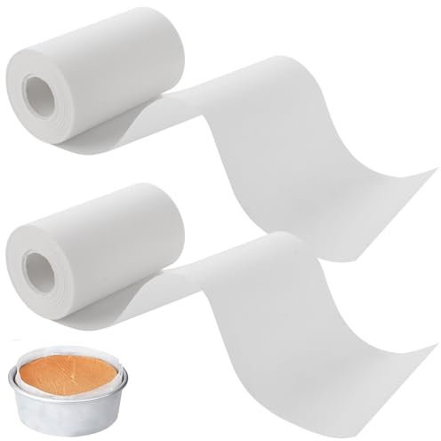 AKOLAFE 2 rotoli di carta da forno, 50 m x 10 cm, riutilizzabili, in silicone bianco, per rettangolari, teglie, torte, pizza, formaggio, torte, pane