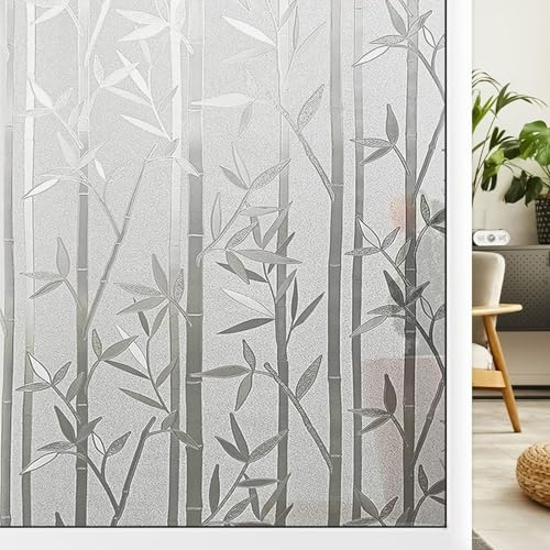 Pellicola per Vetri Finestre Privacy 65 x 200 cm Opaco, Rimovibile, Riutilizzabile, Senza Colla Adesivo per Finestre Autoadesivo, per Ufficio e Casa, Bamboo