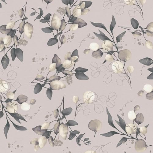 Country Style Wallpaper Wall Profhome 397684-GU Non-Woven Wallpaper Smooth with Floral Ornaments and Metallic Highlights Beige Black Cream Gold 5.33 m2