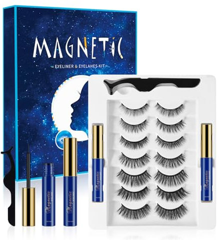 Ciglia Finte Magnetiche Aspetto Naturale, Ultra Leggere e Facili da Applicare - Senza Colla (7 Paia)