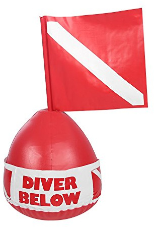 SPYMINNPOO Aufblasbare Tauchmarker Boje, mit Flagge und Schnellblasenventil, PVC-Tauchboje, für sicheres Tauchen und Tauchgruppen