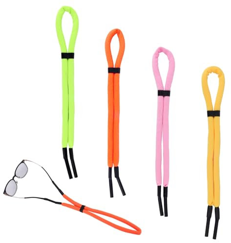 4pcs Floating Sunglass Strap, Adjustable Strap Safety Eyeglass Rope Anti-Lost Eyewear Retainer Eye Glasses String Holder Lanyard Spectacles Cord Band for Water Sports Men Women Surfing Accessories