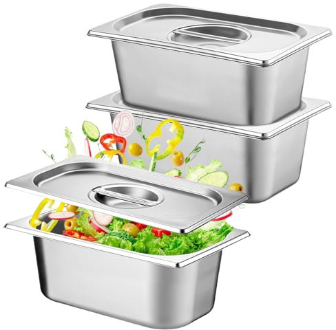 Panierschalen Set 3-Teilig, Panierstraße Rechteckig, Gastronormbehälter Edelstahl Mit Deckel, Gn Behälter Mit Deckel 17,5 X 11 X 10 Cm Für Koteletts, Schnitzel, Fleisch, Fisch