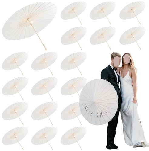 Parasols en papier 60/80 cm, parapluies en bambou, parapluies en papier for mariage, cadeaux de fête for centres de table de douche nuptiale, accessoires photo(60cm 23.6inches,15pcs)
