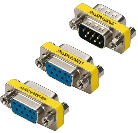Cyberguys DB9 Gender Changer Lot de 3 adaptateurs série comprenant DB9 femelle vers femelle, mâle vers mâle et mâle vers femelle – Adaptateur de connecteur RS232 Slimline pour PC, modem, POS, routeur