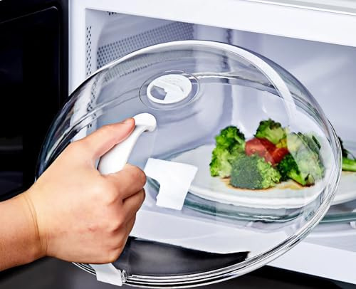 YSPZDQ Tapa Microondas Antisalpicaduras con Asa, Salida de Vapors y Transparente, Plástico Sin BPA Tapadera para Microondas para Cocinar con Microondas