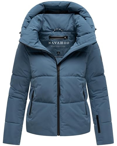 Navahoo Giacca invernale da donna calda trapuntata con cappuccio rimovibile Frostherz XIV XS-XXL, Blu polveroso, S