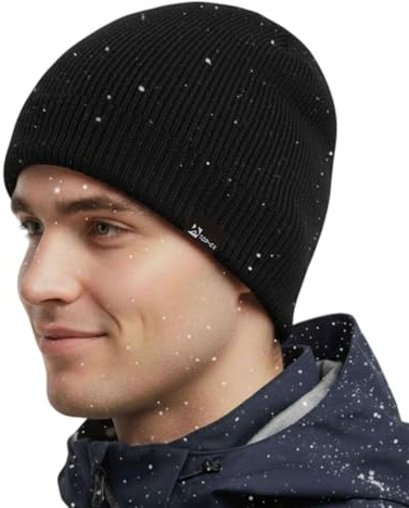 TOP-EX XL/XXL wasserdichte Merino Beanie Mütze Herren, Damen Wolle Wintermütze Warm Fleece Strickmuetze Atmungsaktive Outdoor Skimütze tx94609_Schwarz XXL