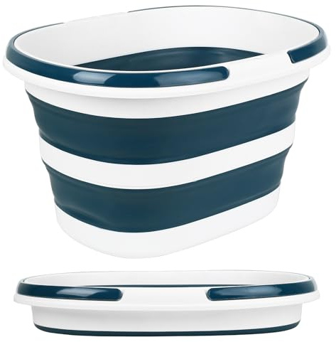 Cubo de fregona plegable con asas, cuenco de lavado plegable de 16 litros, cubo plegable para ahorrar espacio, lavabo portátil, cuenco de lavado plegable, cubeta de silicona para limpieza de coche
