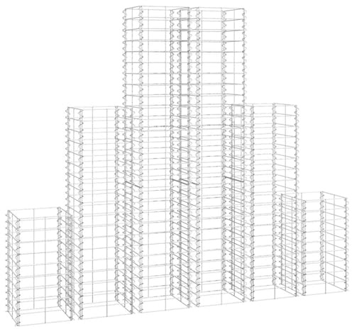 Gecheer 6-Piece Galvanized Wire Gabion Set – 25x25x50cm, 25x25x100cm, 25x25x150cm (2 of Each) – Rust-Resistant Welded Mesh Retaining Wall Baskets for Garden Landscaping