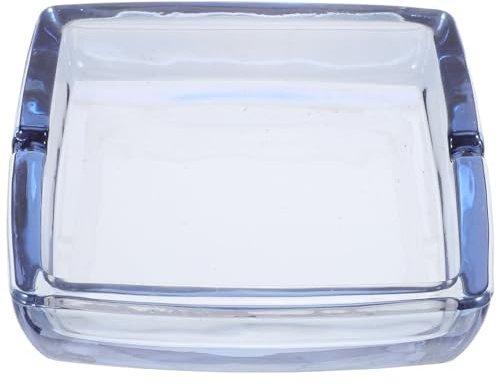 Cabilock Cenicero de Vidrio Cuadrado Grande Bordes Seguros y Diseño Transparente Moderno para Mesa, Adecuado para Reuniones al Aire Libre y Decoración del Hogar