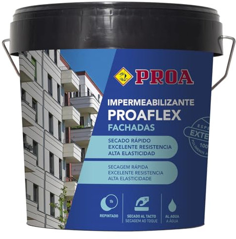 Impermeabilizante elástica para fachadas Verde Frontón. 4 L. Proaflex PROA. Antigoteras.