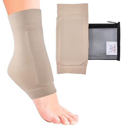CRS Cross Lace Bite Pad Gel Sleeves. One Pair of Premium Padded Skate Socks to Cushion and Protection the Skate Bite Area for Ice Skating, Hockey, Roller, Skiing, or Boots. (One Size Fits Most)