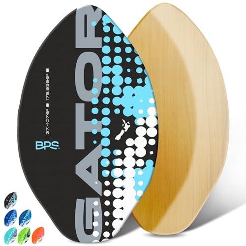 BPS Tabla de skim 'Gator' de 30 pulgadas, tabla de skimboard de madera recubierta de epoxi con almohadillas de EVA, sin necesidad de cera, skimboard para principiantes a avanzados, skimboard mediano
