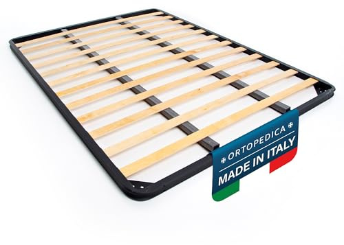 DOLCI SOGNI Rete 160x200 a Doghe, Letto Matrimoniale con Doppio Rinforzo, Struttura da Incasso Senza Piedi da Appoggio, Rete Letto in Ferro 100% Made In Italy
