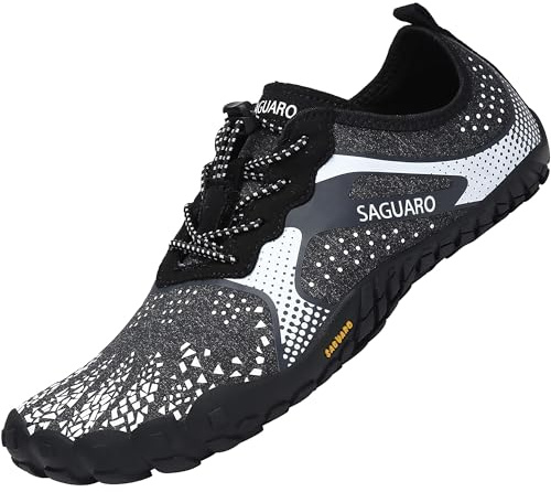 SAGUARO Unisex barfotaskor, snabbtorkande barfotaskor, badskor, löparskor, för utomhus, sport, minimalistiska, Vit - Vit - 39 EU