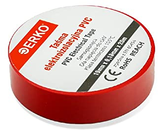ERKO Cinta aislante 19mm x 20m roja 8 piezas, adhesiva para instalaciones eléctricas PVC, para aislar y reparar cables eléctricos, extrafuerte, agrupar cables