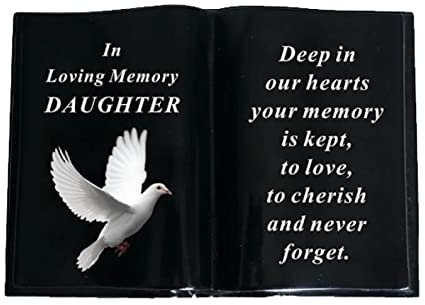 Widdle Gifts Ltd Adorno de libro abierto para tumba, color negro con paloma - hija 9108