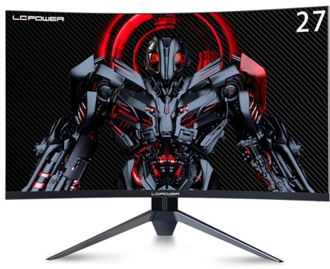 LC-POWER 27 Zoll Curved Gaming Monitor, QHD 2K 2560 x 1440, 165Hz, 1ms, HDR, VA 1500R PC Bildschirm, AMD FreeSync™ Premium, 4000:1, 99% sRGB Color Gamut, Blaulicht Reduktion, VESA, HDMI, DP