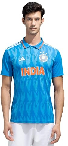 adidas Official India Cricket ODI Fan Jersey (Large), Bright Blue, L