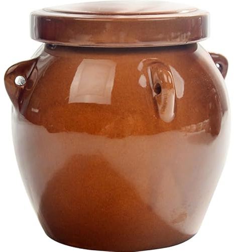 Amosfun Small Ceramic Pickle Jar with Lid, 0.4L Fermentation Jar, Kimchi Sauerkraut Container, Kitchen Storage Pot for Honey, Pickle