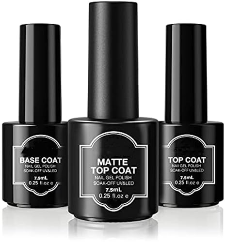 nanologi UV Nagellack Set, 7,5ml Matte Top/Base/Top Coat UV Nagellack Gel für Gelnägel Coat Matt Nail Art Starter Manicure Salon DIY Soak-Off Nail Gel