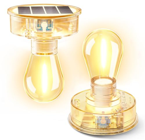 BUCASA 2 Pezzi Ricambio Luci Solari da Giardino, 8cm Lanterne Solari di Ricambio Superiore con Lampadina LED Luminoso, Trasparente Pannello Solare di Ricambio per Lampade Solari da Giardino Fai Da Te