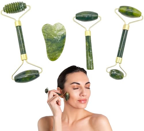 OHYER gesichtsroller gesichtsmassagegerät gua sha stein jade roller face roller face massager Gesichtsstein für Kieferformung skin care Skincare Tools Gesichtsmassage Entspannt die Haut (4)