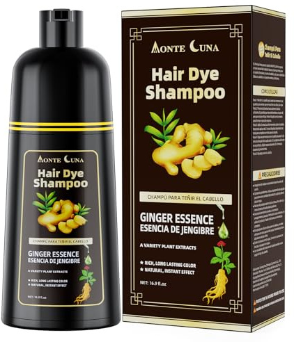 Black Hair Dye, Champú para teñir el cabello negro 3 en 1 para cabellos grises, champú instantáneo para hombres y mujeres, efecto antigris