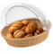Mahlzeit Rattan Brotkorb mit Deckel | 42 x 39 x 29 cm | Rund | Brotkasten mit Sichtfenster, Brotkasten Kunststoff, Buffetvitrine, Backwarentheke, Buffet Zubehör, Brötchenbox mit Rolldeckel