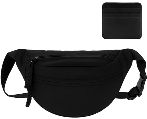 PWCTNT Bauchtasche, Umhängetasche Schwarz, Crossbody Bag Damen Herren mit Kartenetui, Sport GüRteltasche, Brusttasche Herren für Outdoor Reisen, Sport, Schule, Alltag