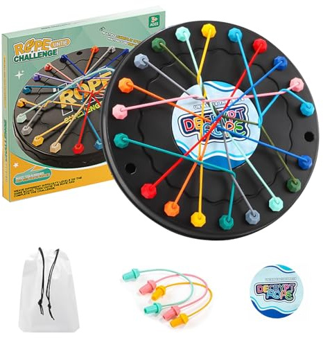 ZHITENG Brainy Knots Rope Untangling Game, Jeu de Puzzle à Corde Torsadée | Rope Puzzle Game avec 10 Cordes Colorées Jeu de Stratégie Société Stratégie Table de Démêlage de Corde Jeux de Logique