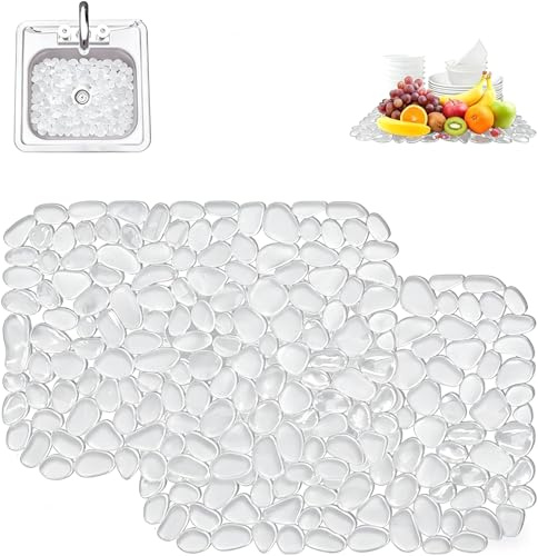 Confezione da 2 inserti per lavello da 30 x 40 cm, in PVC, tappetino protettivo per piatti, vetreria, verdure (trasparente)