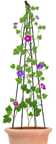 Obelisco Da Giardino - Verticale ad Altezza Regolabile - Traliccio a Torre per Piante Rampicanti da 160 cm,per Vite Cetriolo Clematide Rampicanti Ortaggi in Vaso Interno Esterno Cortile Balcone