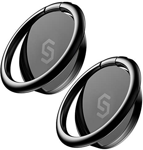 Syncwire Anillo Soporte móvil, [2 Piezas] Soporte de Coche con rotación 360º Anilla metálica de Ajuste para móviles iPhone 11 Pro XS MAX XR 8 7 6s 6 Plus, Samsung, Huawei, Xiaomi Mi A3 9T y más,Negro